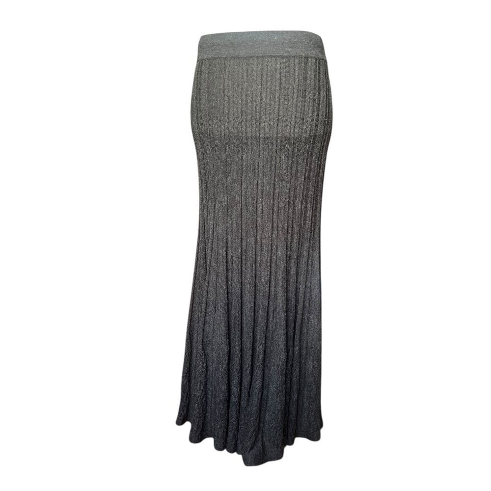 Vintage Y2K Textured Gray Wool-Blend Skirt Large